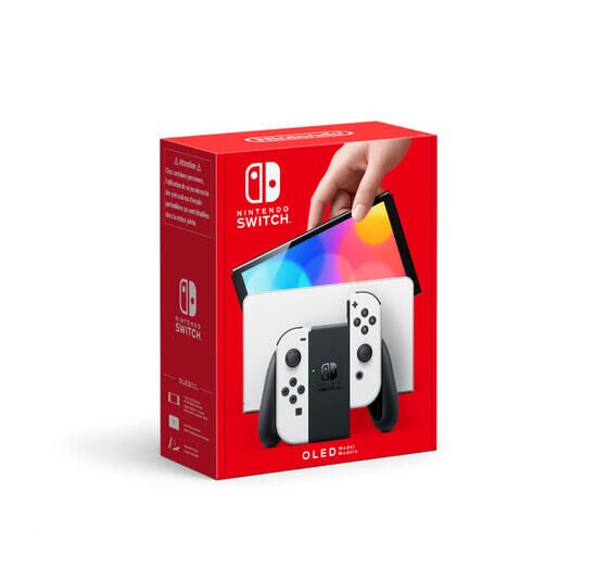 Nintendo Switch con base y mandos Joy-Con blancos