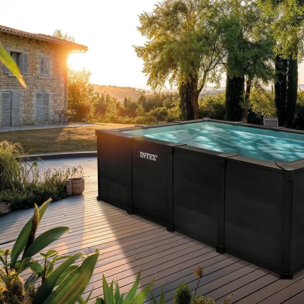 Piscina rectangular de grafito de 4,00 x 3,00 x 1,24 m