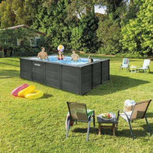 Piscina rectangular de grafito de 4,00 x 3,00 x 1,24 m