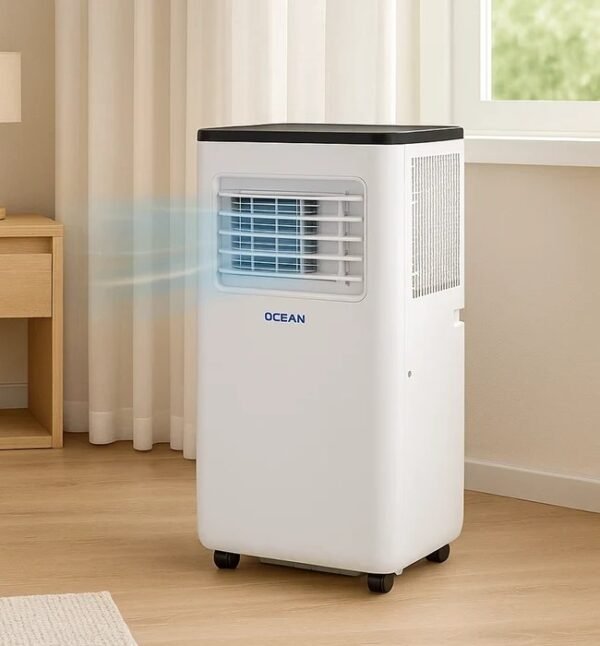 Aire acondicionado portátil 3 en 1 de 9000 BTU con funciones de enfriamiento, deshumidificación y
