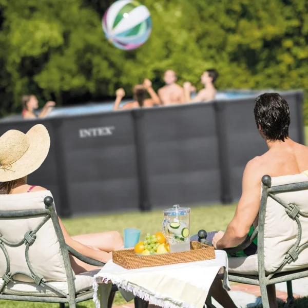 Piscina rectangular de grafito de 4,00 x 3,00 x 1,24 m
