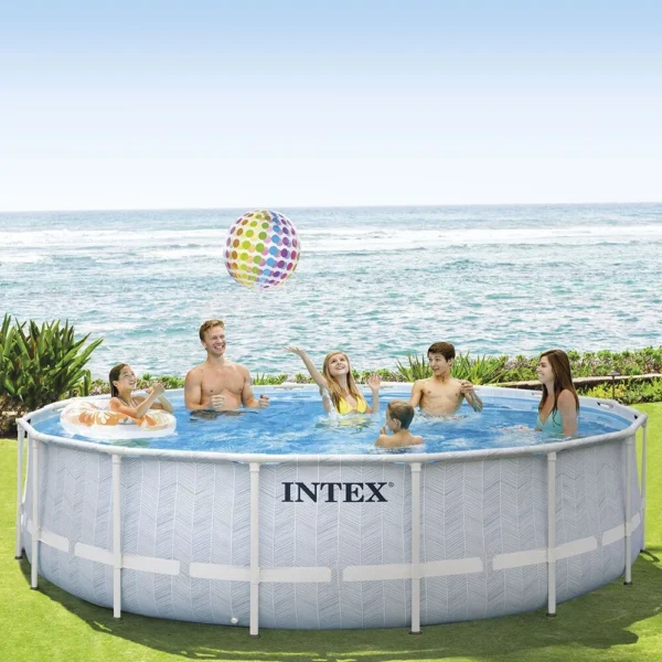 Piscina redonda con diseño de espiga de 4,88 x 1,22 m.