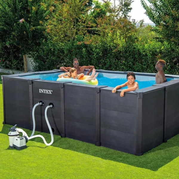 Piscina rectangular de grafito de 4,00 x 3,00 x 1,24 m