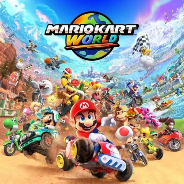 9 Consola Nintendo Switch 2 azul claro y rojo claro + Mario Kart World (código)